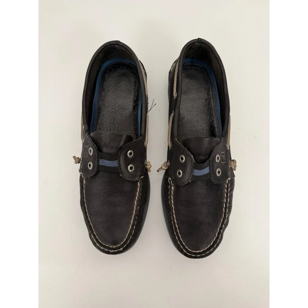 Sperry Top-Sider Mens 12 M Leather Boat Shoes Navy Black Loafers Casual